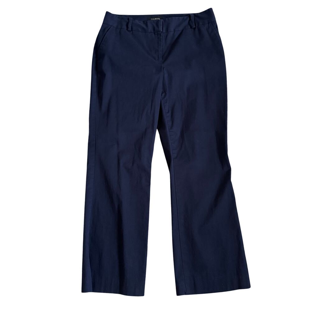 Talbots Heritage Pants Womens 10 Navy Blue Cotton Trousers Office Career